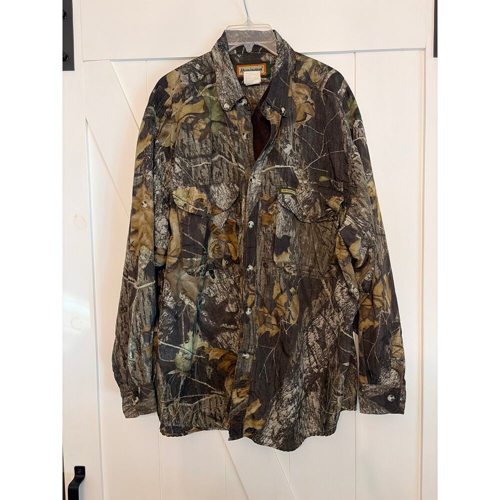 Vintage Remington Camo Shirt Mens XL Mossy Oak Break-Up Vented Lightweight
